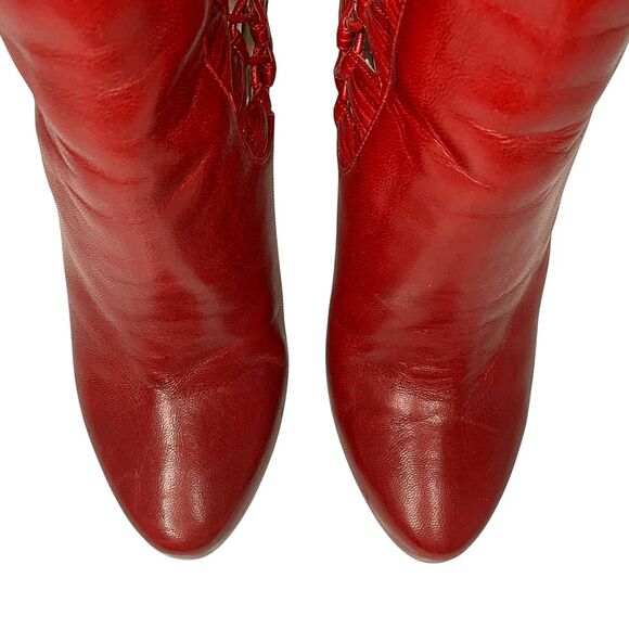 Christian Louboutin Aziboot 100 Red Leather Cutout Ankle Boots Size 37 EU 7 US - Picture 4 of 11